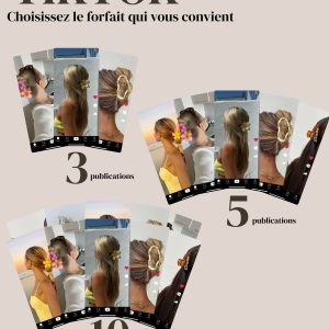 Image présentant trois forfaits de publication pour Tiktok: 3, 5 et 10 publications.