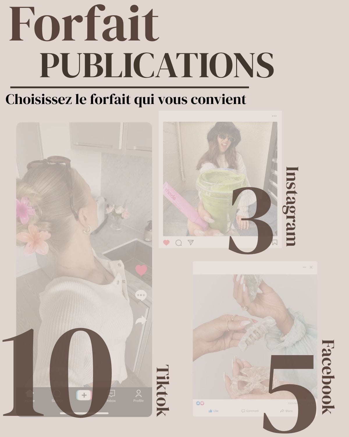 Image présentant trois forfaits de publication : 3, 5 et 10 publications.